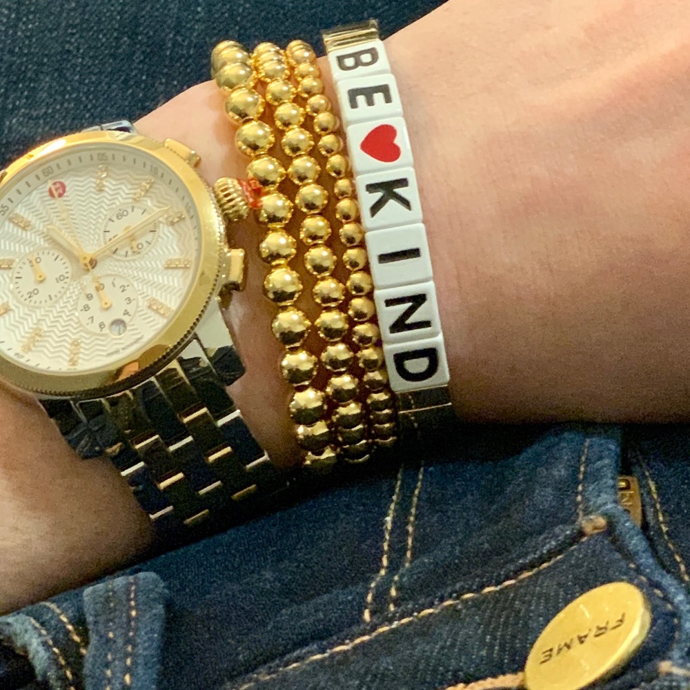 NEW 14K Gold Filled Beaded Ball Stretch Bracelet